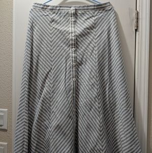 Max Studio Blue and Cream Linen Skirt